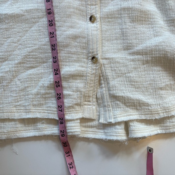 Free People || Cardiff Gauze Oversized Tunic Button Down Top Boxy Cream Ivory M - Picture 9 of 10